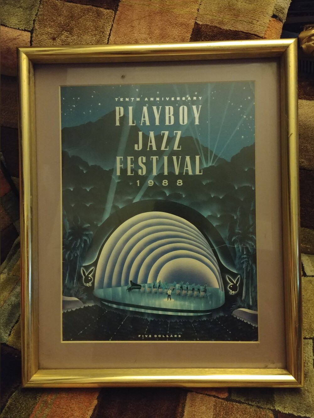 Anniversary 1988 Playboy Jazz Festival advertising poster featuring an Art Deco-